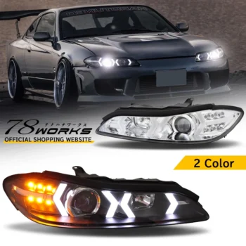 78 Works Full LED Headlight Set Version 4 Black - S15