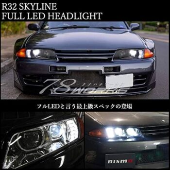78 Works Full LED Headlight Set Black - HCR32 BNR32 HR32