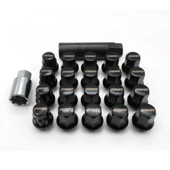 Volk RAYS Racing Style Wheel Lug Nuts & Locking Nut Set - M12 x P1.5 (Black)