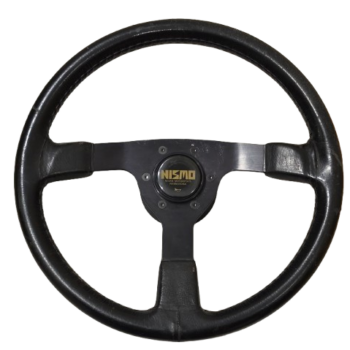365A Nismo Old Logo Leather Steering Wheel - Horn Button & Pad - Black