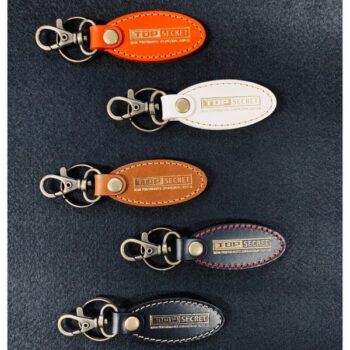 TOP SECRET LEATHER KEY RING -  RED
